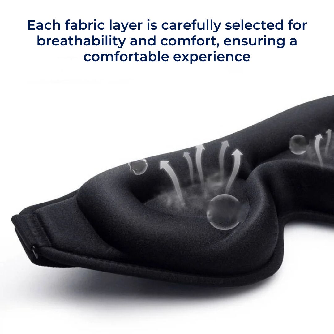 DreamSeal 3D Søvn Øyemasker | Lysblokkerende Maske - Søvn Blindfold - for Reiser - Meditasjon - Insomni - Dyp Søvn - Justerbar Stropp Luvikno