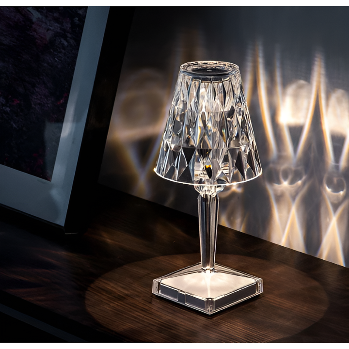 Diamond Glow - Trådløs USB Krystall Skinne Nattbord Lampe | Luvikno
