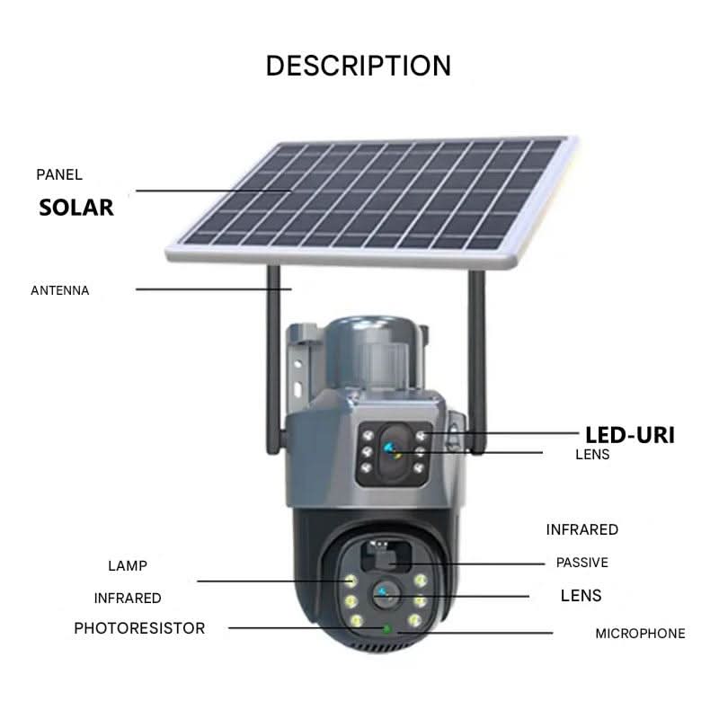 Luvikno | Trådløst overvåkingskamera med solcellepanel og 360° appkontroll