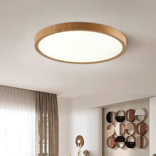 Luvikno | Moderne Sirkulær Taklampe med Justerbart LED-belysning i Varm Valnøttfarge for Stue og Soverom