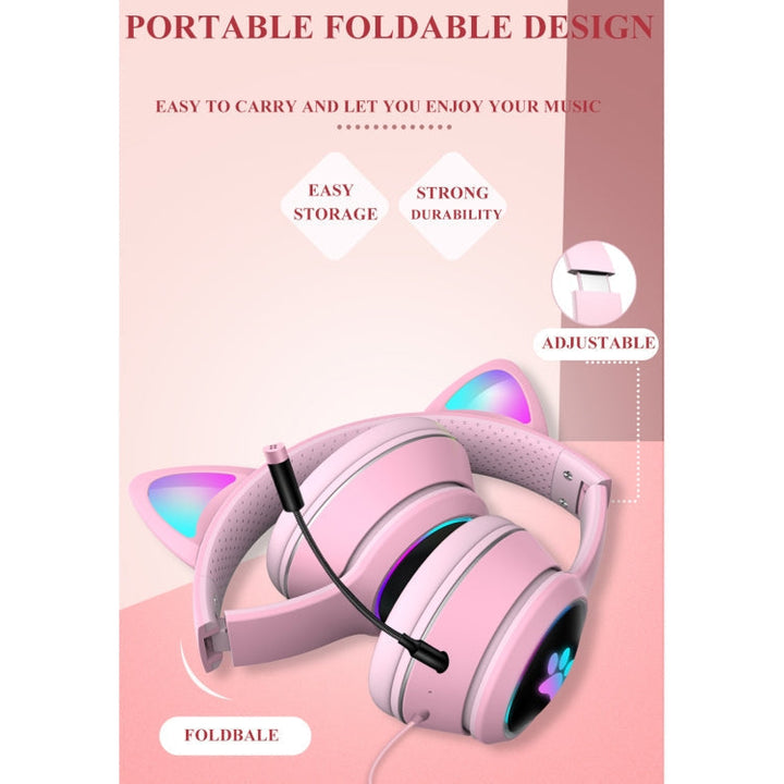Gaming Headset Katt Øre LED Belysning USB 3.5mm | Luvikno