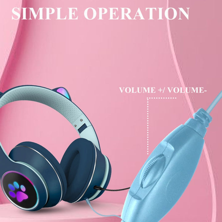 Gaming Headset Katt Øre LED Belysning USB 3.5mm | Luvikno