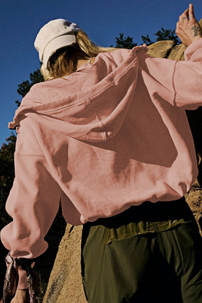 Luvik | Taskullinen Huppari Kevyt Takki - Crepe