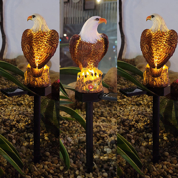 Hage Ørn Ugle Papegøye Statue LED Sollys Utendørs Vanntett Plenlampe | Luvikno