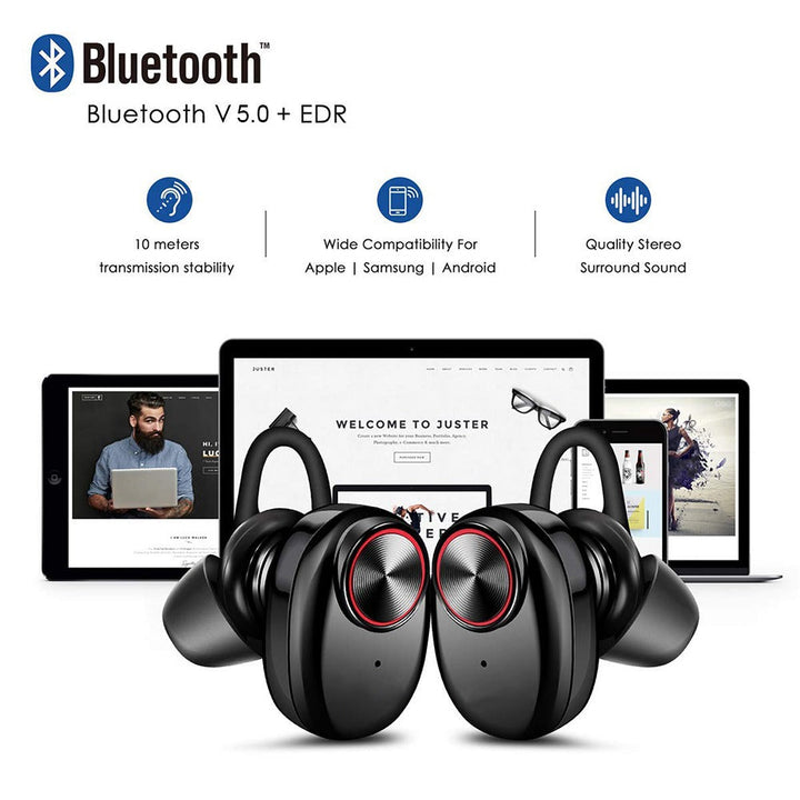 Trådløse In-Ear Hodetelefoner Bluetooth V5.0 (svart) | Luvikno