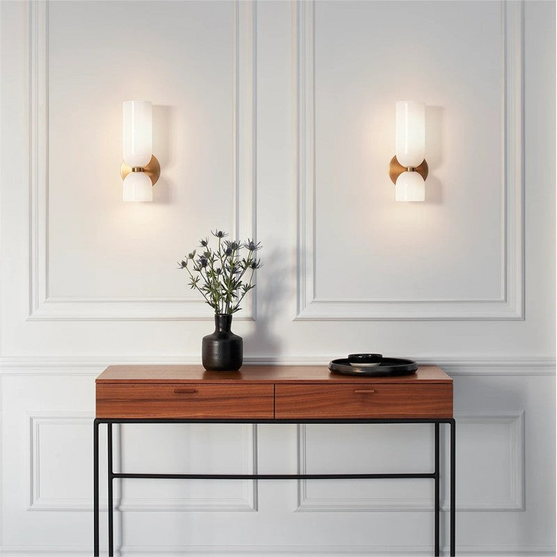 Glassvegglys med dobbel lampe_design Luvikno