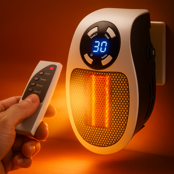 Elektrisk romvarmer Portable 500W Mini veggplugg varmer fjernkontroll Luvikno