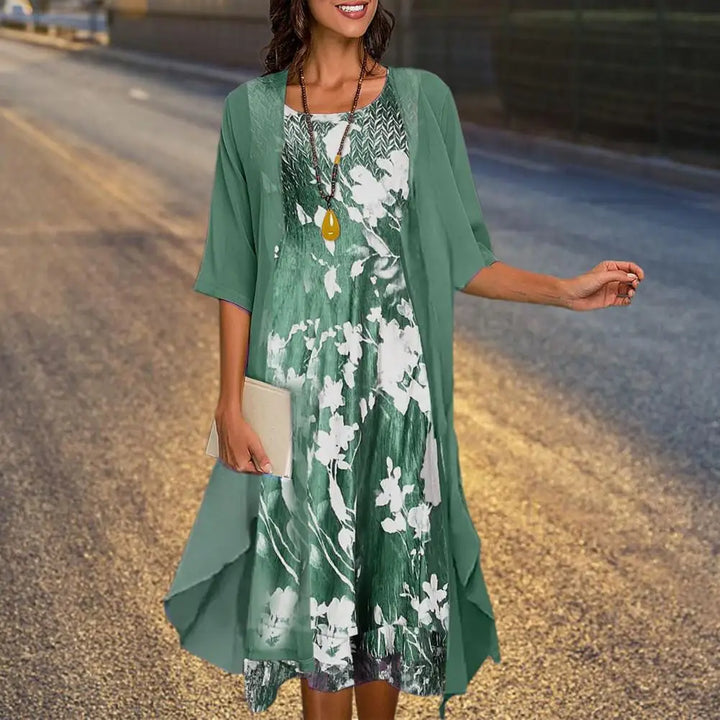 Luvik | Vapaa-ajank Dress with flower pattern and round neckline