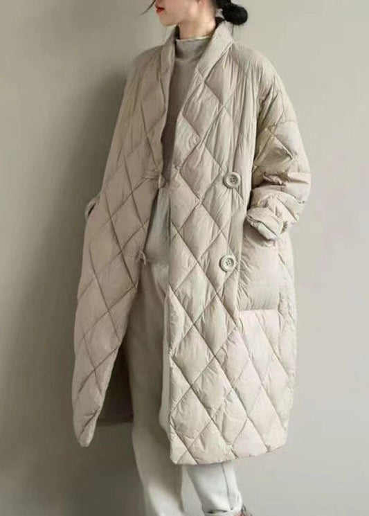 Luvik | Aprikoosi V-kaula-aukkotakki Taskut Hieno Puuvilla Takki Toppatakki Talvi