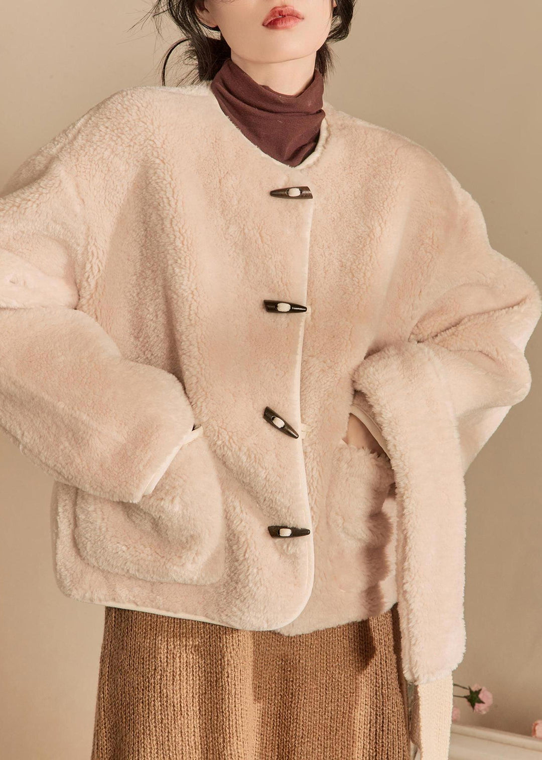 Luvik | Beige skjerf Original Teddy-designet kunstpels Vinterjakker