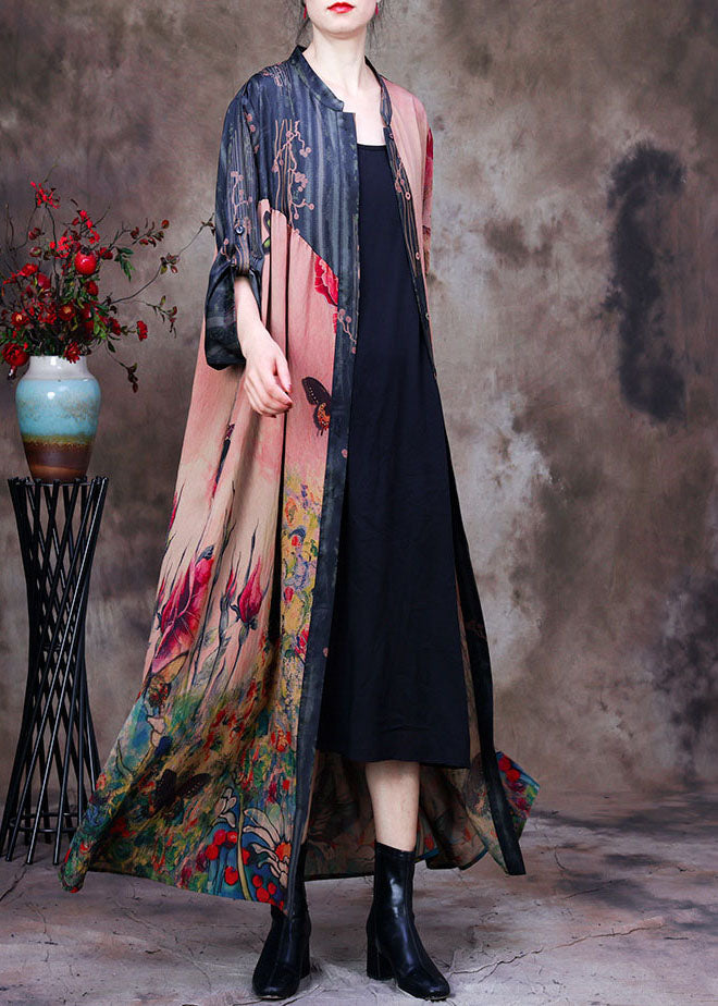 Luvik | Värilohkot Korkea kaulus Taskut Patchwork Silkkitakit Pitkät hihat