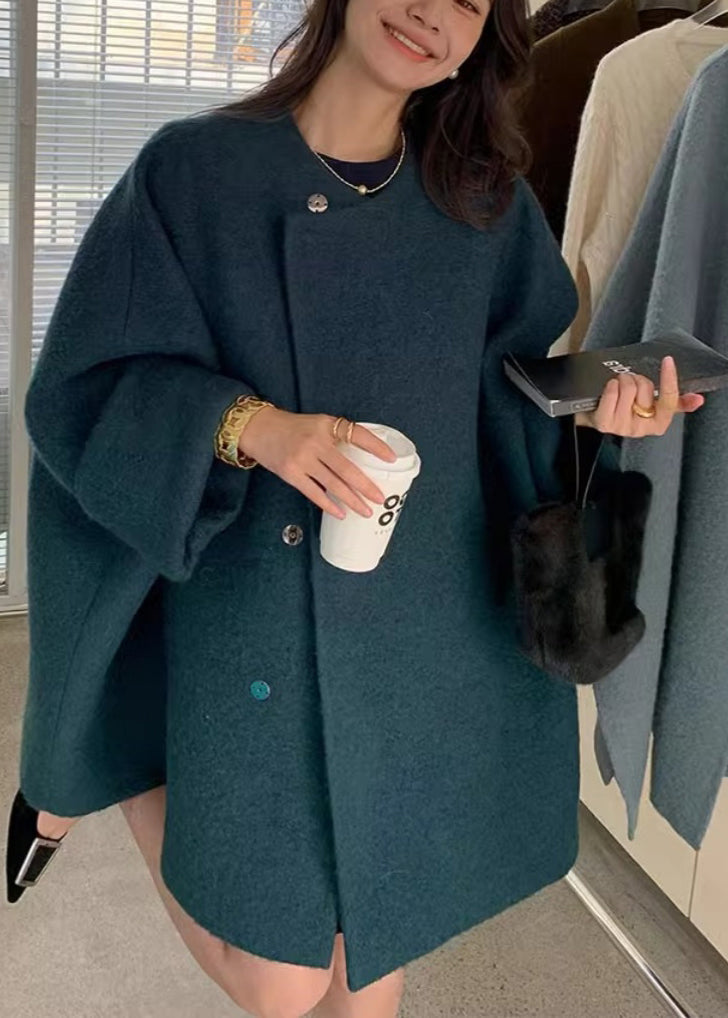 Luvik | Villakangas takki nappilista harmaalla pyöreällä kauluksella ja pitkillä hihoilla