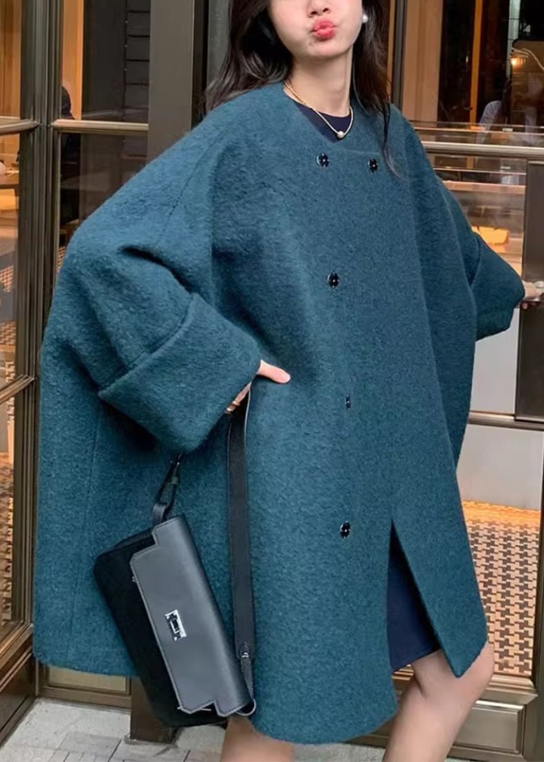 Luvik | Villakangas takki nappilista harmaalla pyöreällä kauluksella ja pitkillä hihoilla