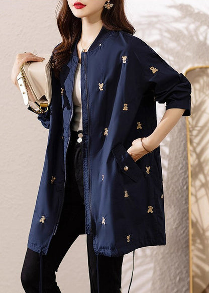 Luvik | Trench-coat ja spandex brodeerattu tummansininen karhu