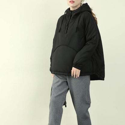 Luvik | parka naisille musta suuret koot talvitakit huppu ja naru takit