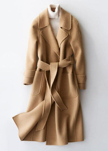 Luvik | Store klær lange jakker med panne jakker for kvinner khaki belte i midjen cardigan
