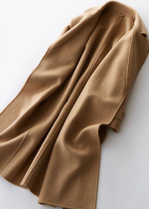 Luvik | Suuret vaatteet pitkät takit käänteellä takit naisille khaki vyö vyötäröllä villatakki