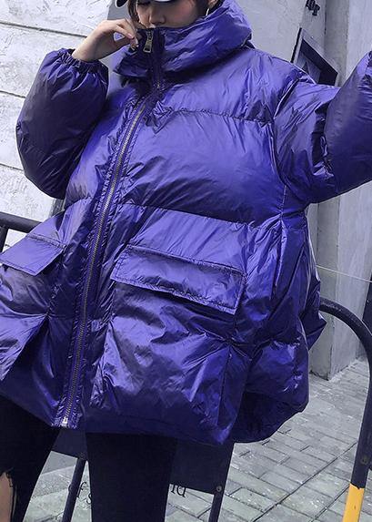 Luvik | trendikkäät Plus-Size takit ja takit sinisellä huppulla naisten parka taskuilla