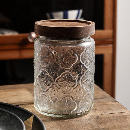Pr prägemønster blomst glassbeholder Luvikno