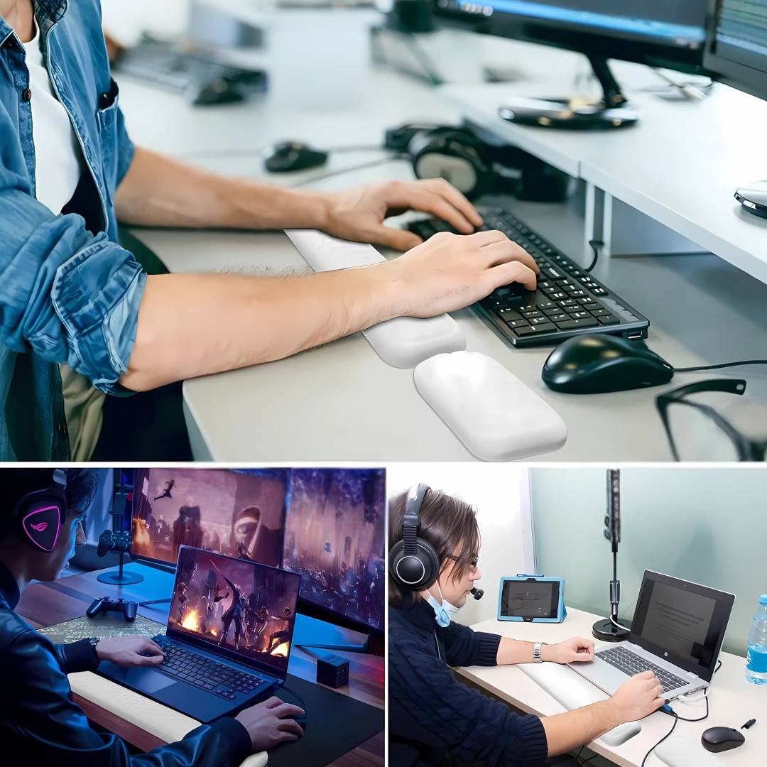 ErgoSupport Håndleddsbeskyttelse Hvilepute | for Mus og Tastatur - Hever Håndleddet - Reduserer Belastningssmerte Luvikno