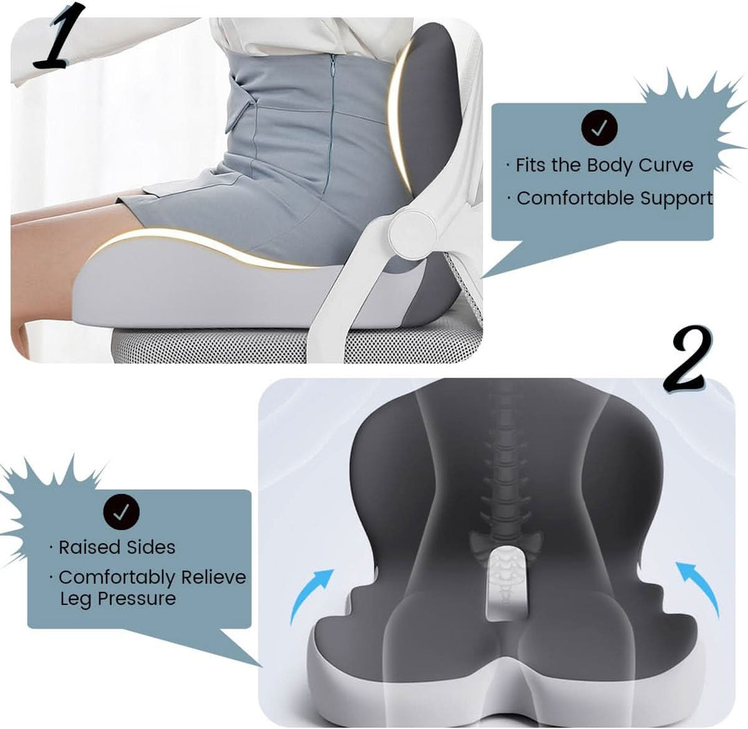 ErgoComfort Pad Memory Foam Seat Cushion | Luvikno