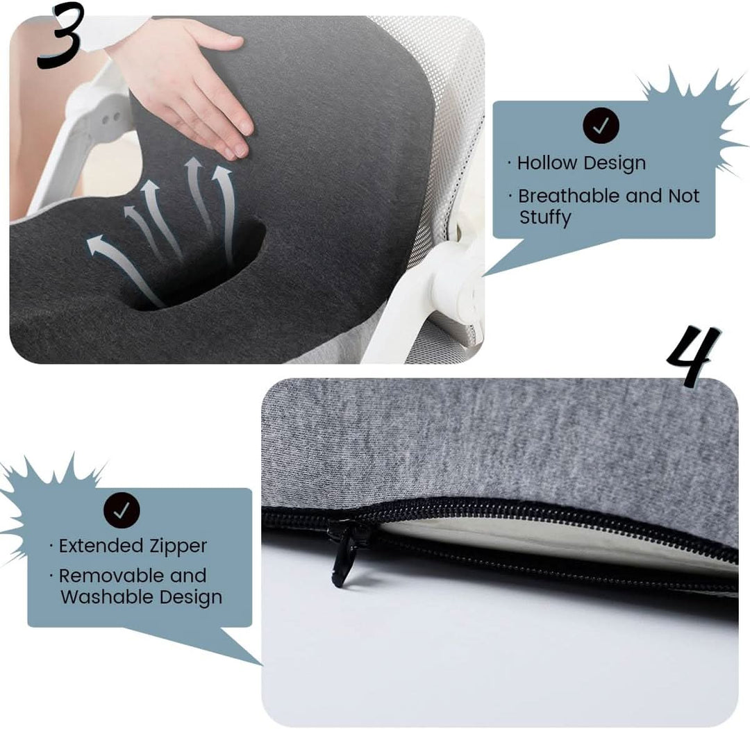 Luvikno | ErgoComfort Setepute – Ergonomisk Minne Skumpute for Ryggstøtte og Komfort