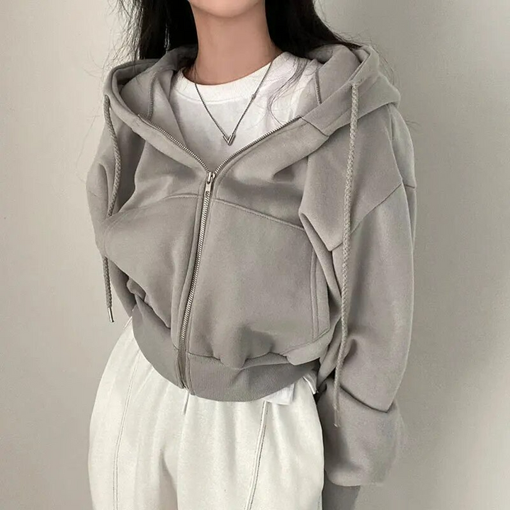 Luvik | cropped huppari suuri vetoketjuhuppari naisille