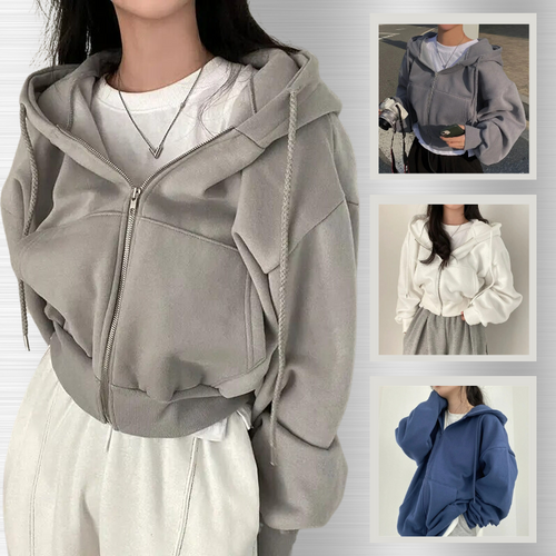 Luvik | cropped huppari suuri vetoketjuhuppari naisille