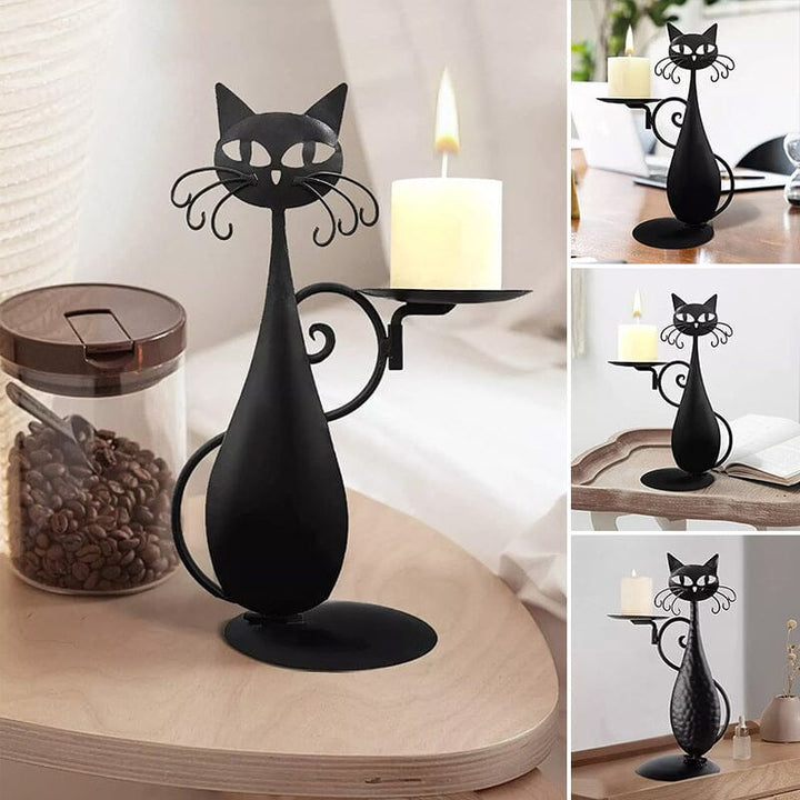 Luvikno | Svart katt lysholder