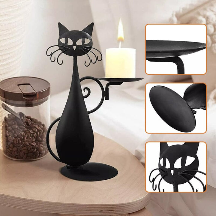 Luvikno | Svart katt lysholder