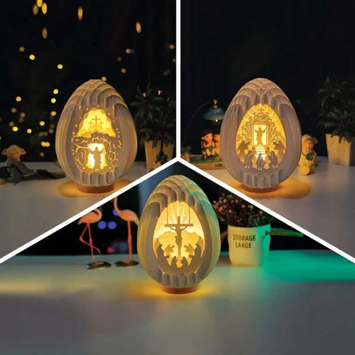 Påske 3D Papp Skrivebord Lampe med Lysende Base | Luvikno