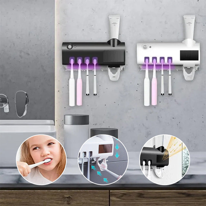 Smart UV Light Sterilizer Tandbørsteholder, Veggmontert Tannkremdispenser | Luvikno