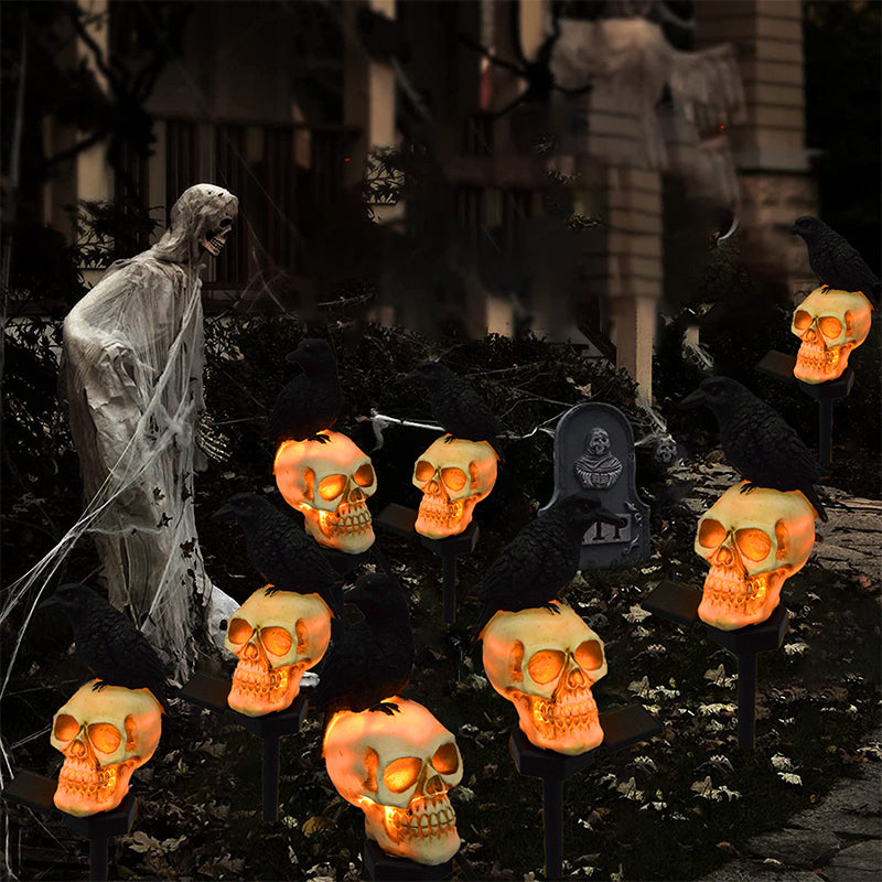 Luvikno | Halloween Solenergisk Hodeskalle Kråke Dekorative Lys