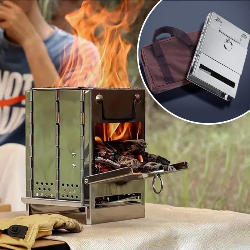 Luvikno | Utendørs sammenleggbart vedovn mini rustfritt stål grill camping piknik