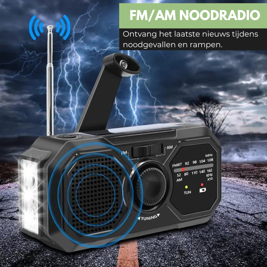 PowerGuard - Multifunksjonell Nødradio med Solcellepanel | Luvikno
