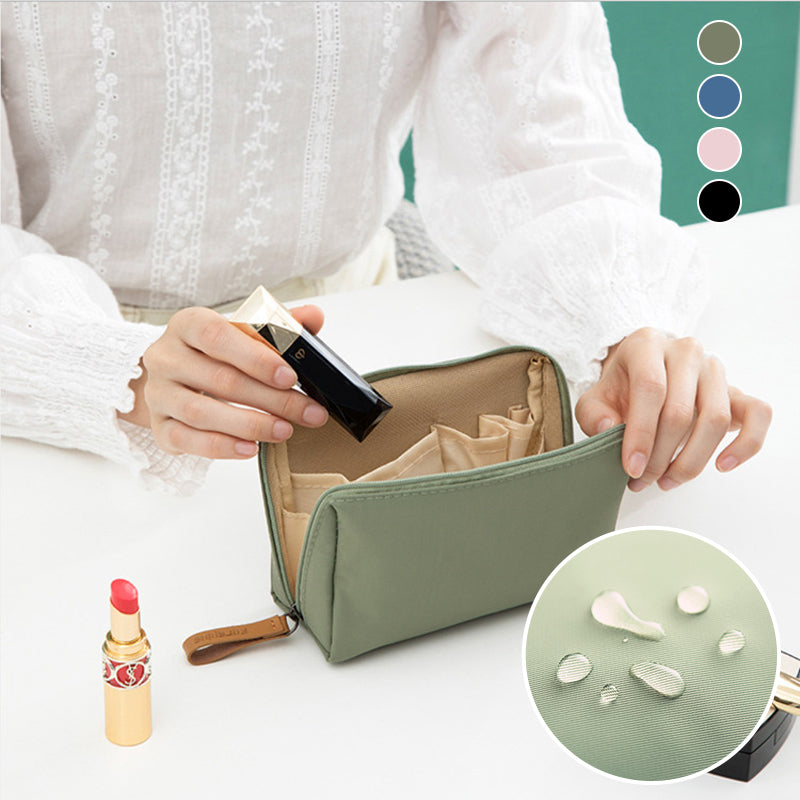 Solid Color Cosmetic Case with Double Zipper | Luvikno