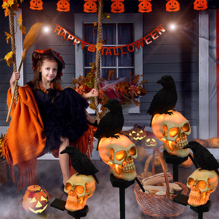 Luvikno | Halloween Solenergisk Hodeskalle Kråke Dekorative Lys