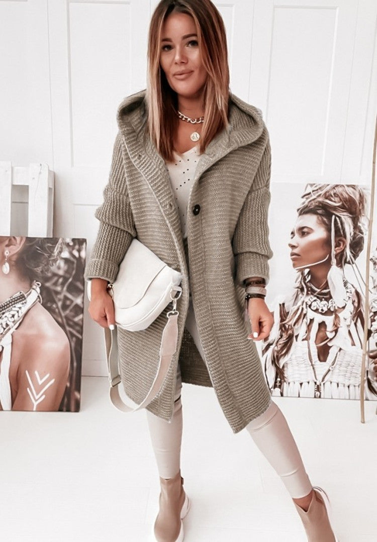 Luvik | Pitkähihaiset Neulepusero hupulla ja nappilista