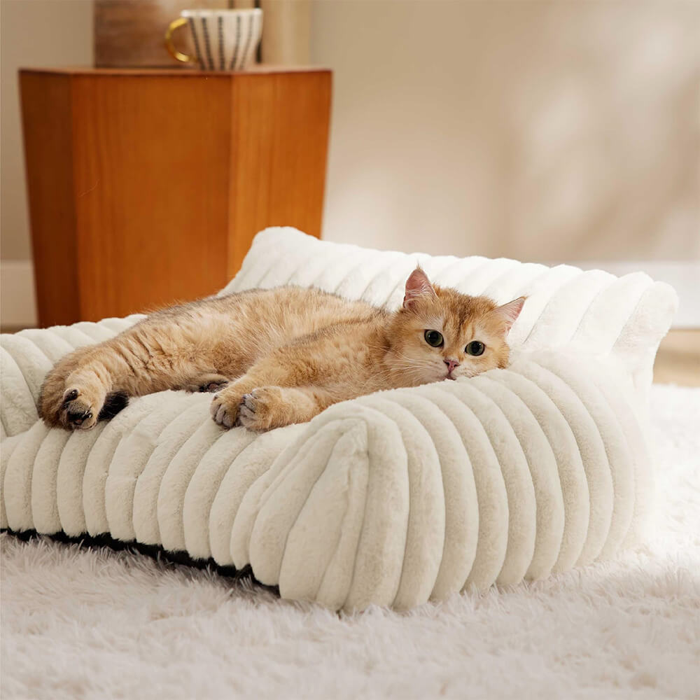 Faux Rabbit Fur Wave Pet Bed Ultimate Comfort Support | Luvikno