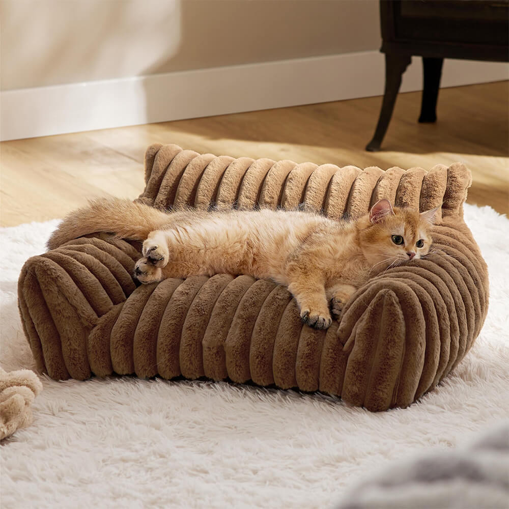 Faux Rabbit Fur Wave Pet Bed Ultimate Comfort Support | Luvikno