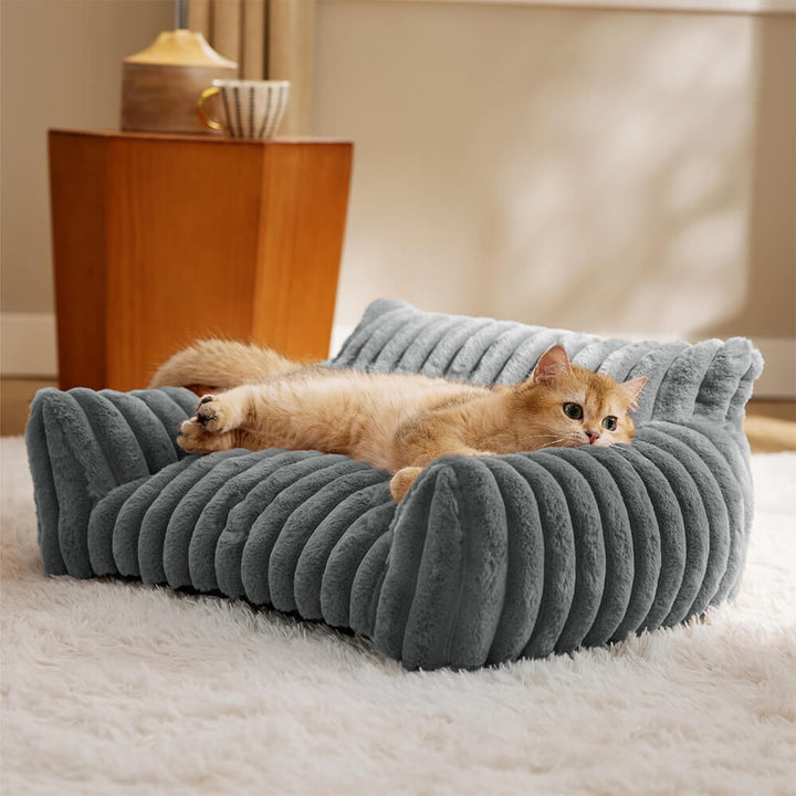 Faux Rabbit Fur Wave Pet Bed Ultimate Comfort Support | Luvikno