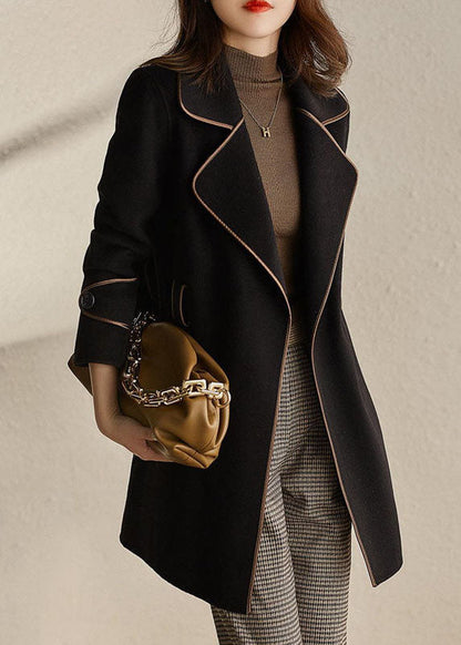 Luvik | Mustat patchwork-vyöt takkeihin, joissa on villaset käänteet