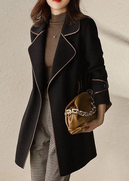 Luvik | Mustat patchwork-vyöt takkeihin, joissa on villaset käänteet