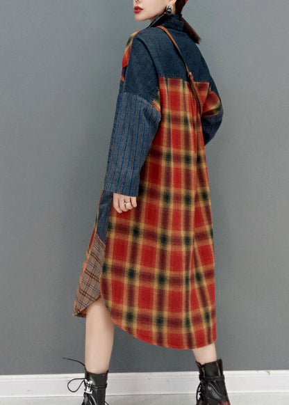 Luvik | Värilohko Napit Sivuaukko Peter Pan Kaulus Patchwork Ruudullinen Takit