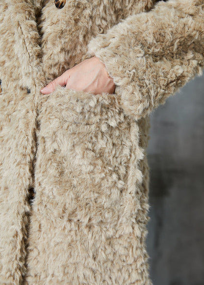 Luvik | Khaki Toppatumpuiset Paksut Pehmeät Turkiskuosiset Takit Talvi