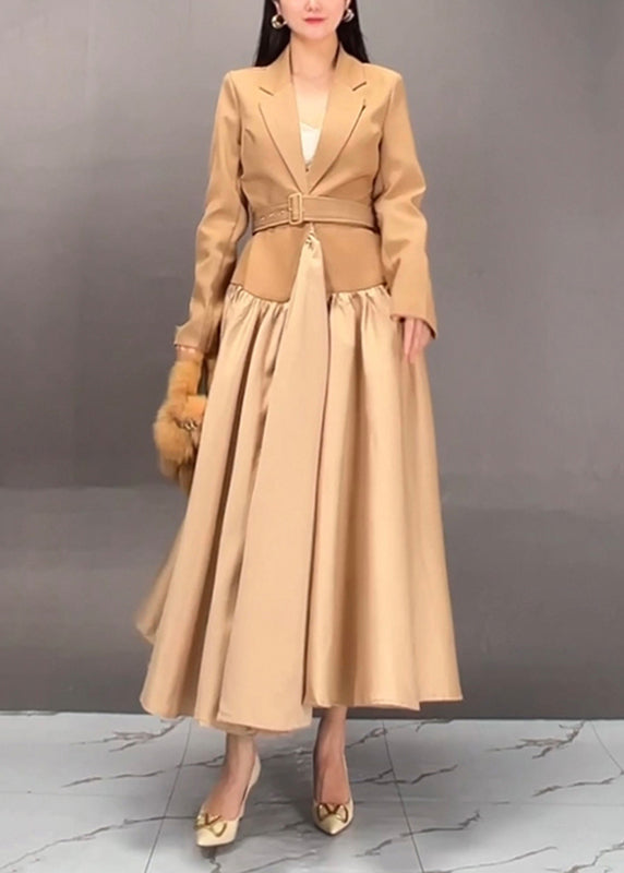 Luvik | Khaki Notchée Patchwork Belter Lange Trenchcoats