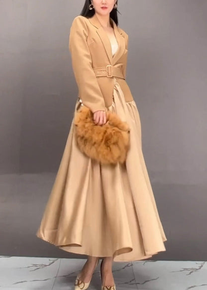 Luvik | Khaki Notchée Patchwork Vyöt Pitkät Trenchcoatit