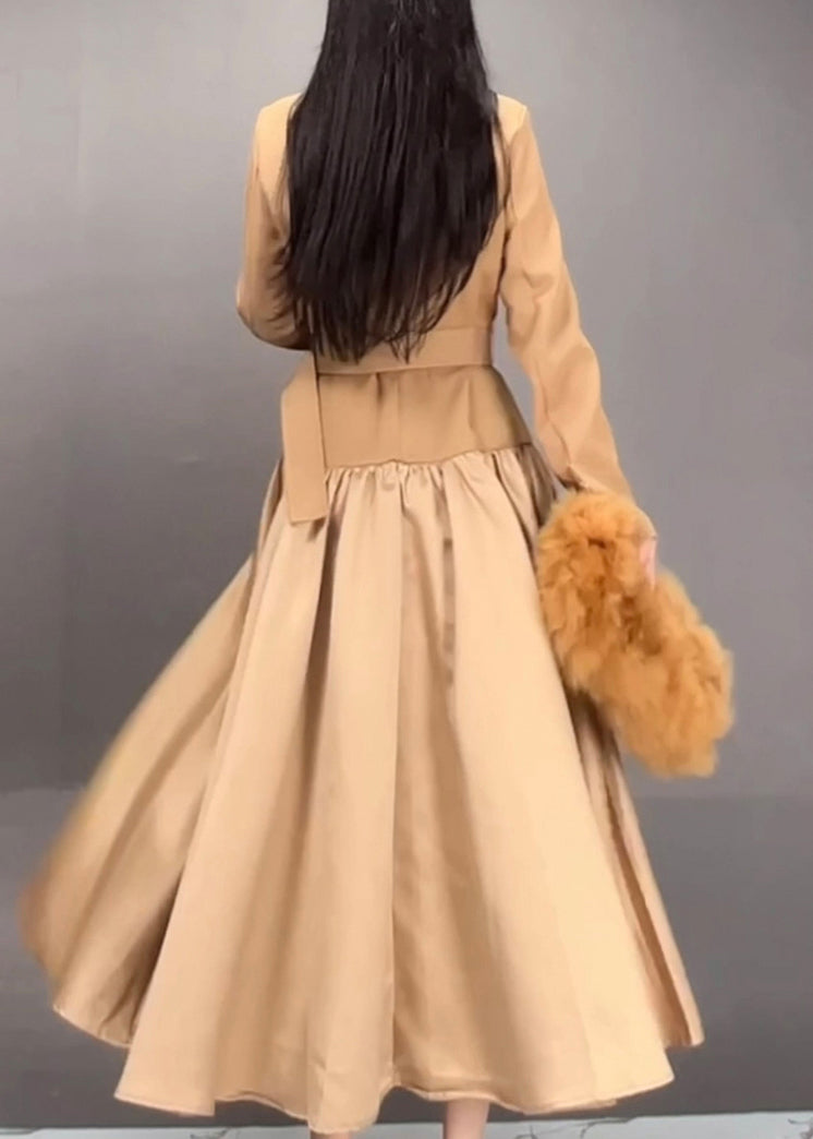 Luvik | Khaki Notchée Patchwork Belter Lange Trenchcoats