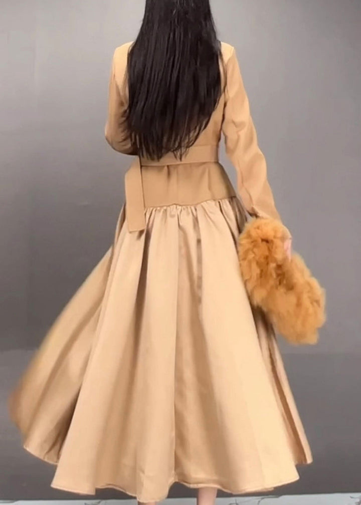 Luvik | Khaki Notchée Patchwork Belter Lange Trenchcoats