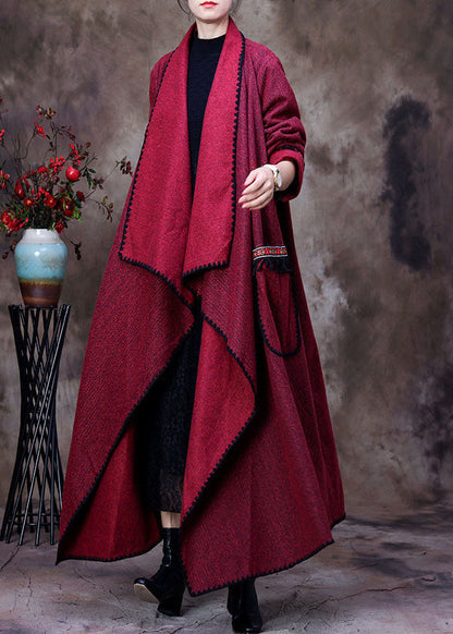 Luvik | Roter Peter-Pan-Cou epäsymmetrinen muotoilu taskut takit kashmir